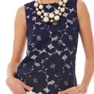 Lilly Pulitzer “Iona” Navy Top SZ S